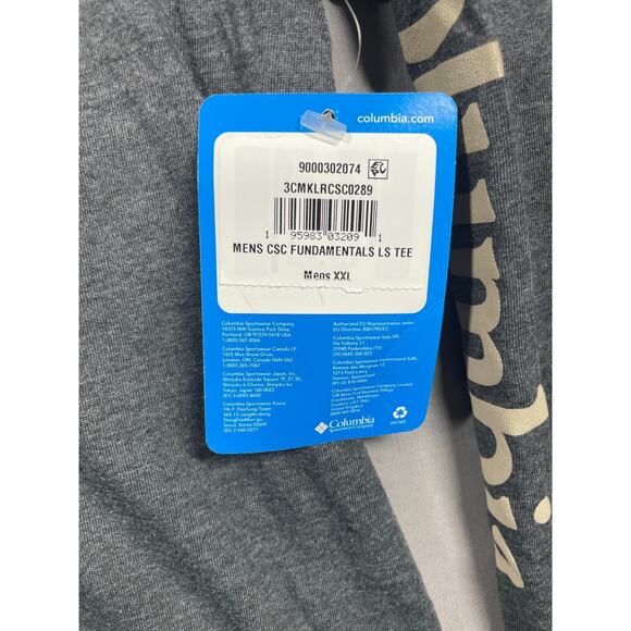 Columbia Men's Charcoal Gray Pullover Lightweight Crewneck Tee Shirt Size XXL - Picture 4 of 6